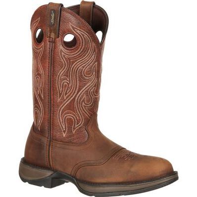 Brown Steel Toe Boots For Outdoor Activities, Brown Snip Toe Waterproof Boots For Ranch, Rugged Brown Waterproof Boots For Ranch, Durable Brown Round Toe Boots, Western Style Brown Waterproof Boots For Ranch, Rugged Brown Work Boots For Ranch, Rustic Brown Moc Toe Waterproof Boots, Rustic Brown Waterproof Moc Toe Boots, Brown Moc Toe Work Boots For Ranch