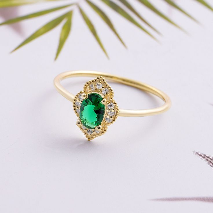 14k 18k 10k Gold Diamond Halo Art Deco Green Emerald Ring, Natural Emerald Gemstone Ring, Wedding Engagement Ring, Gemstone Jewelry Our rings are perfect choice for a Christmas, Mother's Day, valentine's day, birthday, wedding, anniversary, graduation, engagement, bridesmaid, and best friends gift. It's a good way to show appreciation to your mom, girlfriend, wife, grandmother, grandchildren, daughter, sister, best friend, boss or a co-worker. Also, a special treat just for yourself.   FEATURES Green 14k Gold Promise Ring, Elegant Green Halo Ring With Cubic Zirconia, Fine Jewelry In Yellow Gold For Marriage, Elegant Green Cubic Zirconia Halo Ring, Fine Yellow Gold Jewelry For Marriage, Gold Art Deco Ring With Halo Setting, Art Deco Gold Rings With Halo Setting, Gold Art Deco Rings With Halo Setting, Elegant Gemstone Halo Ring For Anniversary