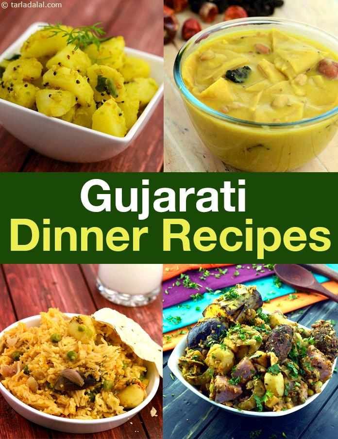 four different dishes with the words guarati dinner recipes