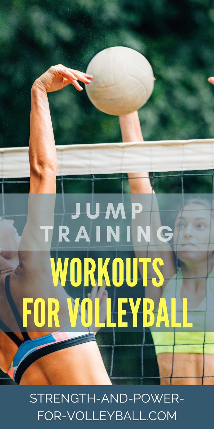 two women are playing volleyball with the words jump training workouts for volleyball over them