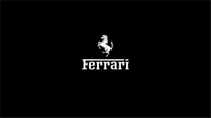 the logo for ferrari is shown in black and white, with an image of a horse on