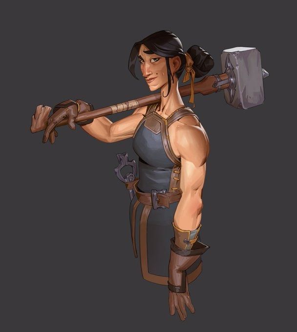 FixTheDeadCat sur X : "Artstation got it, no reason you couldn’t see that big ass blacksmith in all her glory ! https://t.co/Q24tnCqi0U" / X Blacksmith Anime, Black Smith Character Design, Forge Concept Art, Anime Blacksmith, Blacksmith Outfit, Blacksmith Character Design, Fantasy Blacksmith, Female Blacksmith, Character Archetype