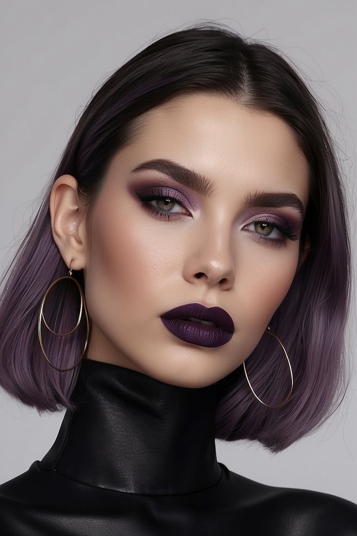 Dark Hair And Hazel Eyes, Old Money Fashion Style, Purple Goddess, Lipstick Looks, Perfect Lipstick Shade, Charming Woman, Influencer Aesthetic, Trendy Tiktok, Bob Hair Color