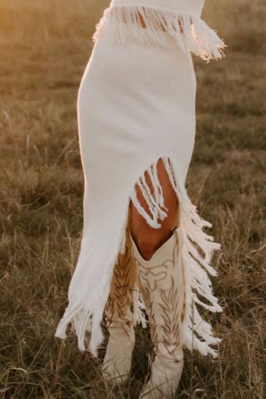 The Golden Hour Skirt Western Clothing Boutique, Texas Skirt Outfit, Gold Western Outfit, Southern Western Outfits, Western Long Skirt Outfit, Sophisticated Boho Fashion, Western Rehearsal Dinner Outfit, Long Skirt And Cowboy Boots Outfit, Cowboy Chic Wedding Guest Attire