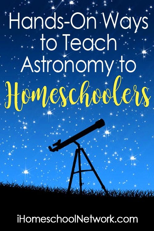 a telescope with the words hands - on ways to teach astronomy to homeschoolers