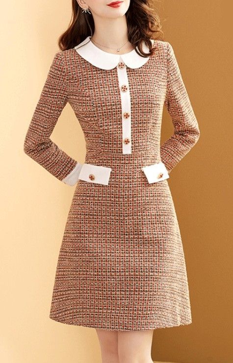 Red and white tweed wool midi dress with long sleeves. Perfect for spring and winter to keep you warm. Korean fashion elegant dressy classy style for women and lady. Tight fit. Tweed Midi Dress, Red White Dress, Korean Fashion Elegant, Red And White Dress, Semi Formal Dresses, White Tweed, Elegant Ladies, Classy Style, Affordable Dresses