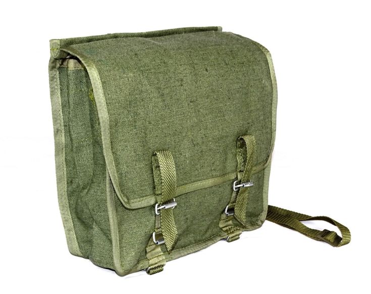 GENUINE ARMY SURPLUS CROSSBODY SHOULDER BAG Size: approx. 28 x 28 x 10 cm Colour: green - shade may slightly vary (see pictures) Adjustable shoulder strap, 2cm wide Thick, strong, linen canvas, showerproof Inside: main compartment + additional, smaller one; 4 small pouches with popper closure; Outside: two small pouches ideal for pens, cards etc., carrying handle Straps to back allow to fix the bag to belt, bike, backpack or anything else really Manufactured 1980s Please select condition from th Green Canvas Satchel For School, Military Style Satchel Bag For Daily Use, Functional Green Canvas Shoulder Bag, Functional Green Satchel For School, Green Rectangular Satchel For Outdoor, Functional Green School Satchel, Functional Green Canvas Bag, Practical Green Rectangular Shoulder Bag, Green Pouch Bag For Outdoor Activities