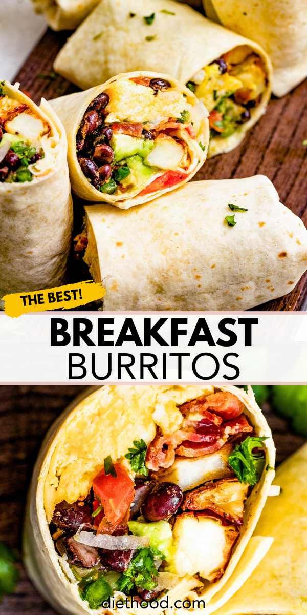 the best breakfast burritos are made with tortillas, meat and vegetables