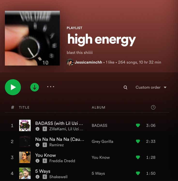 the music player is playing high energy