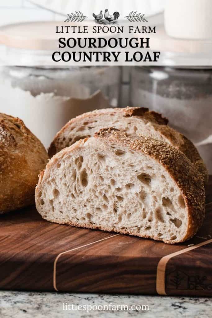 two loaves of sourdough sitting on top of a cutting board with the words, how to make sourdough - country loaf