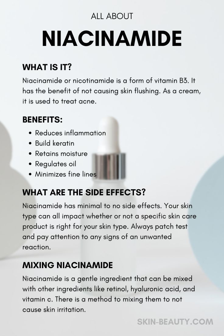 What are the side effects of niacinamide on the skin? What are the benefits of niacinamide on the skin? Can you use niacinamide and vitamin C together? Can you use niacinamide every day? Can you use niacinamide and hyaluronic acid together? #niacinamide #skincare #skincareinfo #skincaretips #skinbeauty Niacinamide Skincare, Niacinamide And Vitamin C, Niacinamide Benefits, Niacinamide And Hyaluronic Acid, How To Treat Acne, Reduce Inflammation, The Skin, Side Effects, Keratin