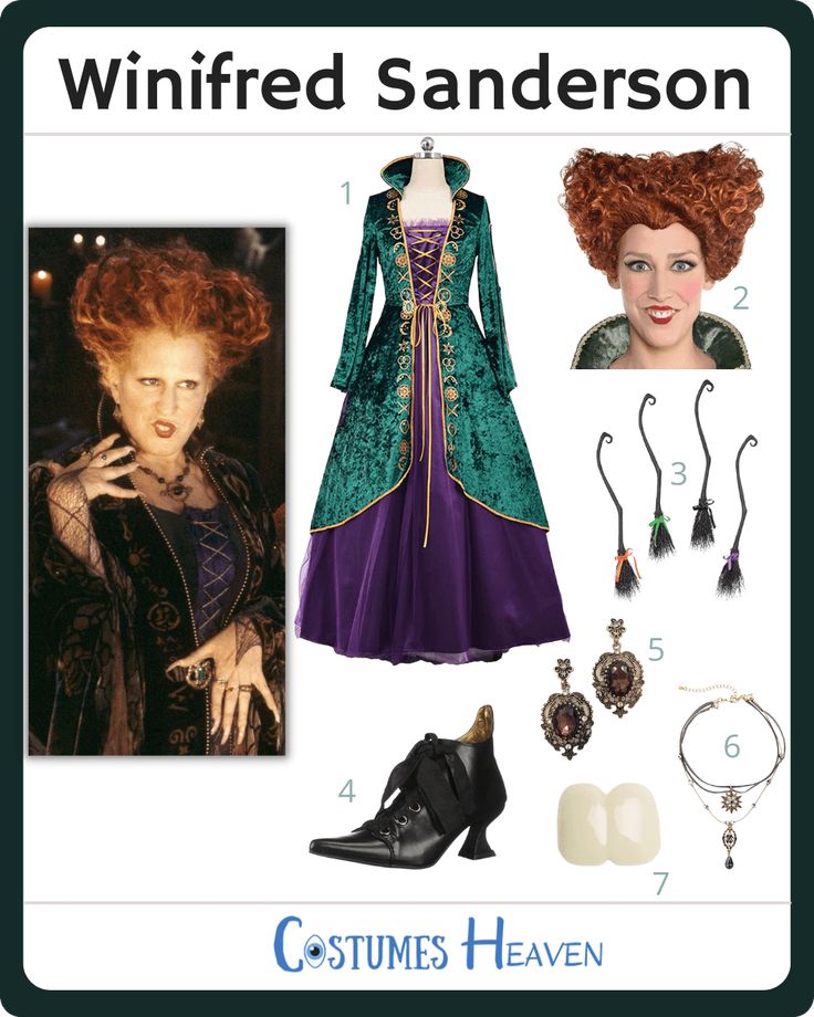 an image of a costume for a woman with red hair and green dress, including necklaces