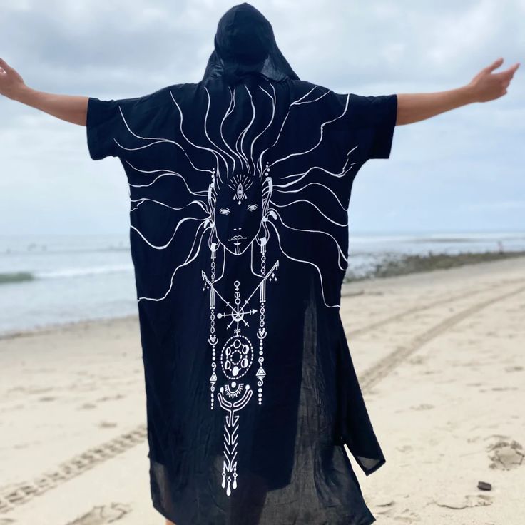 Celestial Spirit | Black Kimono | Him – glorka Bohemian Oversized Black Kimono, Oversized Black Bohemian Kimono, Oversized Black Bohemian Cover-up, Black One-size Cover-up For Festival, Black One-size Festival Cover-up, One Size Black Cover-up For Festival, Bohemian Black Cover-up For Festivals, Bohemian Black Festival Cover-up, Black Bohemian Cover-up For Festival