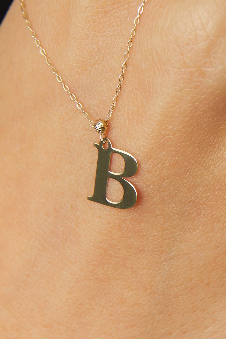 "High quality Initial necklace for everyday wearing. Initial B Letter Necklace Gold 14k, Personalized Initial Necklace, Initial Necklace for Women, Initial Gold Necklace, Gold Initial Pendant *60 Day Return Policy We are committed to your satisfaction. Engraved or non-engraved; if you are not happy with your choice, return it in original condition within 60 days. ITEM DETAILS Material: B Letter Necklace is 14K Solid GOLD (not filled or plated).  * Gold Necklace Chain Length: 18\" inch (45cm)  * Initial Gold Necklace, Letter Necklace Gold, Initial B, Gold Necklace Chain, Necklace For Everyday, B Letter, Gold Initial Pendant, Bff Jewelry, Gold Letter Necklace