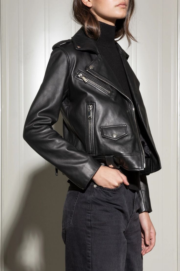 Biker Leather Jacket | SERRANO Luxury Leather Biker Jacket In Casual Style, Luxury Allsaints Leather Jacket For Fall, Luxury Leather Business Jacket, Luxury Leather Jacket For Business, Allsaints Women's Biker Style Outerwear, Luxury Biker Jacket For Cold Weather, Luxury Biker Jacket For Work, Luxury Rock Style Biker Jacket, Luxury Business Leather Jacket