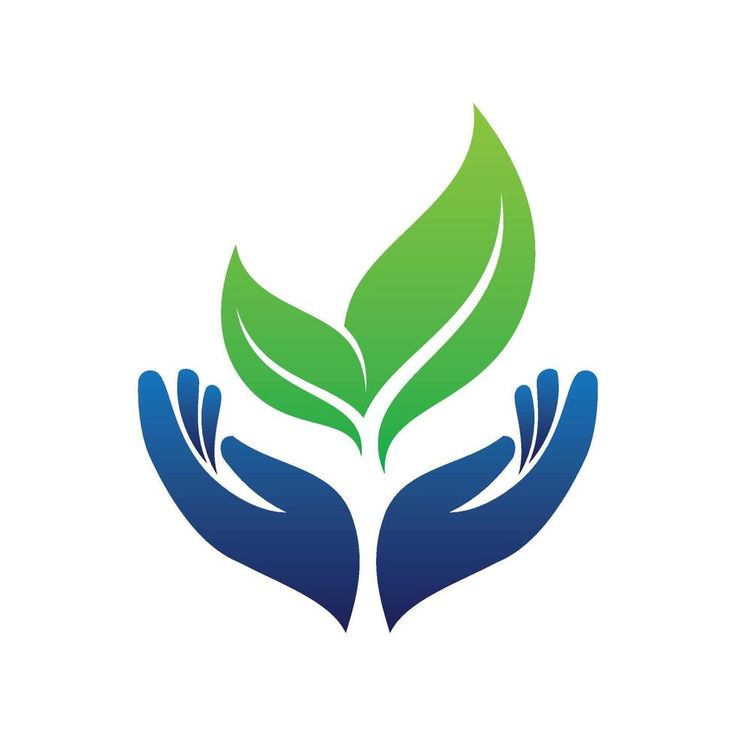 two hands holding a green leaf logo