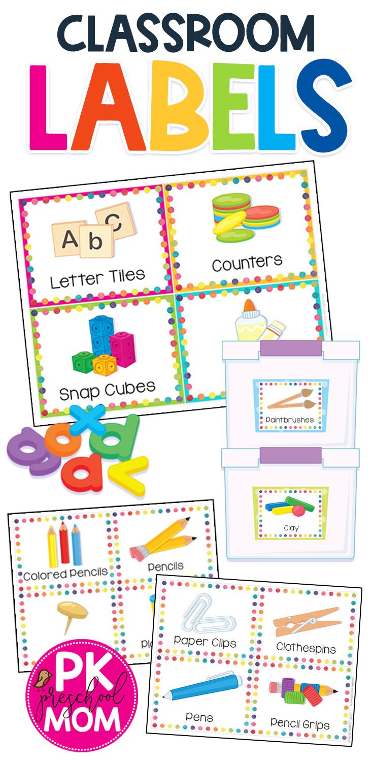 classroom labels with different shapes and sizes for children to use on their own school supplies