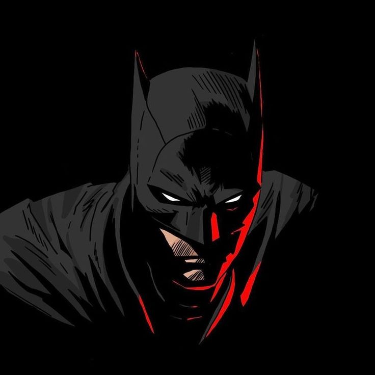 batman in the dark with red eyes