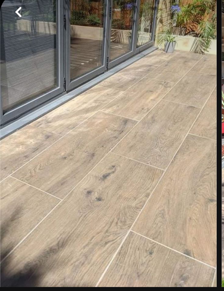 two pictures side by side showing the same flooring material and different types of tiles