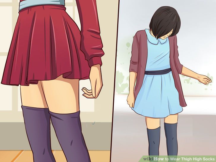 How to Wear Thigh High Socks: 14 Steps (with Pictures) How To Style Thigh High Socks, Thigh Socks Outfits, How To Wear Thigh High Socks, Thigh High Socks Outfits, Outfits With Thigh High Socks, Thigh High Outfits, Knee Socks Outfits, Kneehighboots Outfits, Thigh High Socks Outfit