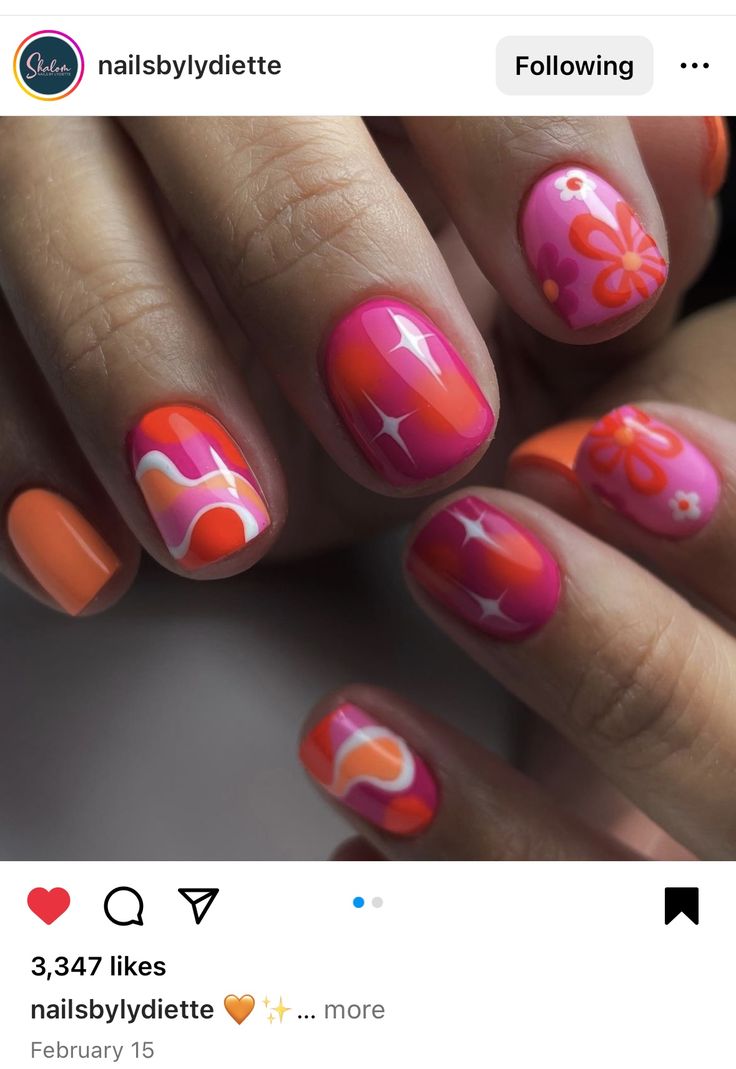 Hard Gel Nails Design Summer, Colorful Nail Inspiration, Soft Short Nails, Colorful Short Nails, Dimensional Nails, Spring Short Nails, Trendy Short Nails, Spring Nail Ideas, Hard Gel Nails