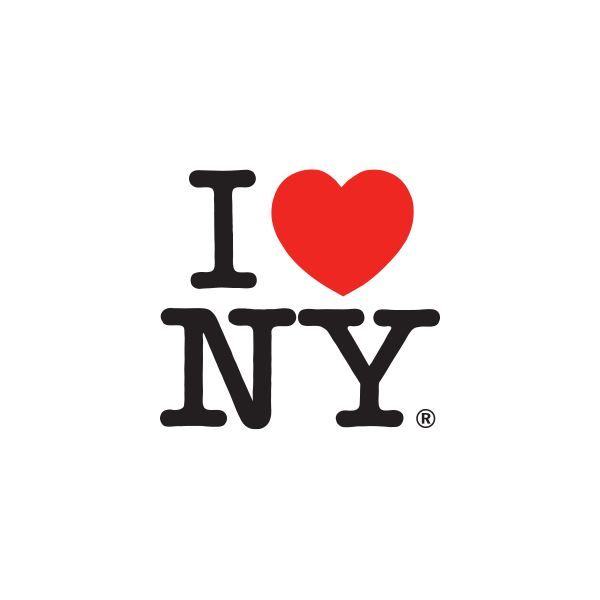 the word i love new york written in black ink with a red heart on it