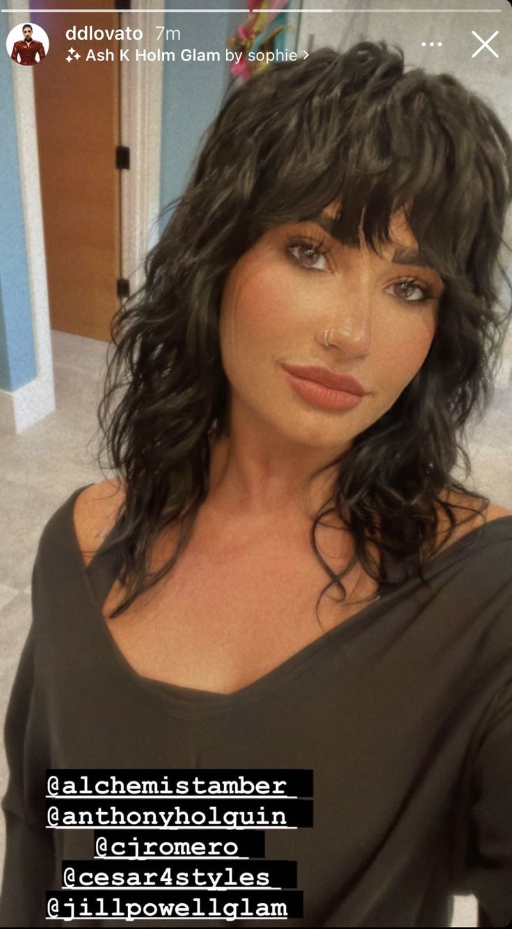 Naturally Curly Shag Haircut, Long Shag Mullet, Edgy Shag Haircut, Shullet Hairstyles, Rockstar Haircut, A Shag Haircut, Mullet Shag, Mullet Short, Demi Lovato Hair