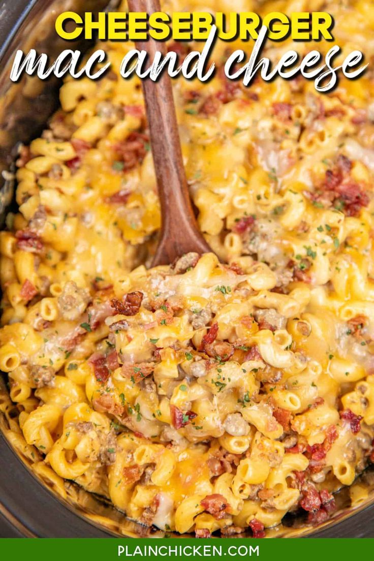 cheeseburger macaroni and cheese in a slow cooker