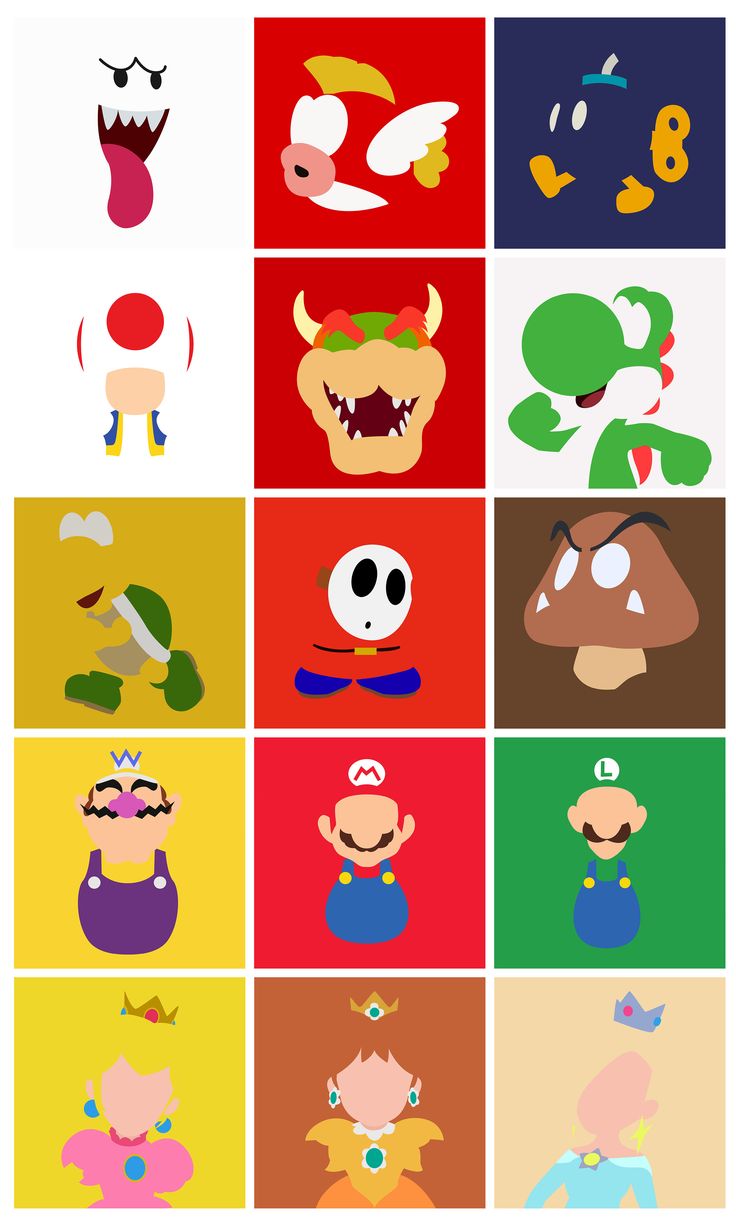 an image of some cartoon characters in different colors