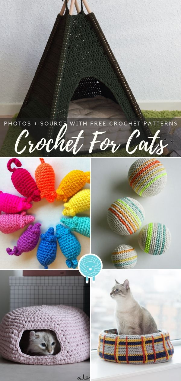 crochet for cats is an easy way to make your own cat bed and play with them