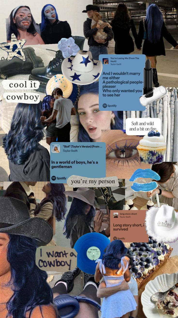 collage of photos with people and words on them