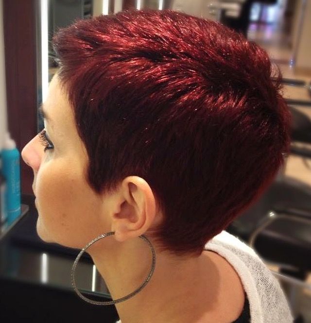 Bright Red Pixie Cut Cherry Cola Pixie Hair, Cherry Red Pixie Haircut, Bright Red Pixie, Red Short Hair Pixie, Dark Red Pixie Haircut, Short Red Hair Pixie, Dark Red Short Hair, Short Dark Red Hair, Burgundy Pixie Cut