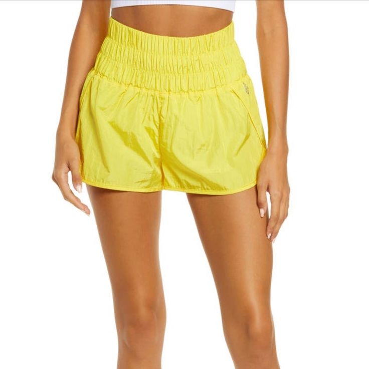 Fp Movement The Way Home Shorts. Optic Yellow. Size Small. Never Worn. Summer High Waist Nylon Athletic Shorts, High Waist Nylon Athletic Shorts For Summer, Nylon Lounge Bottoms Short Length, Nylon Bottoms For Loungewear, Short Length, Nylon Short Length Bottoms For Loungewear, Sporty Yellow High-waisted Shorts, Yellow Yoga Bottoms With Built-in Shorts, Nylon Yoga Shorts For Summer, Summer Yoga Shorts Made Of Nylon