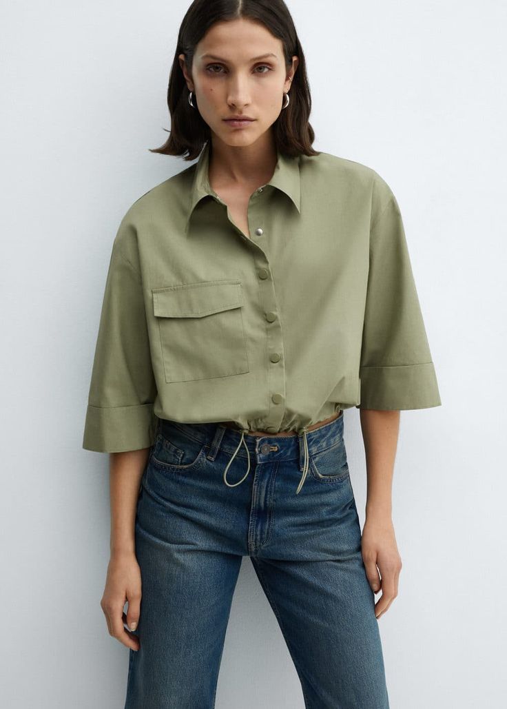 Business Casual Top, Cotton Shirts Women, Woman’s Day, Casual Tops For Women, Designer Shorts, Jeffrey Campbell, Three Quarter Sleeves, Cotton Poplin, Cotton Shorts