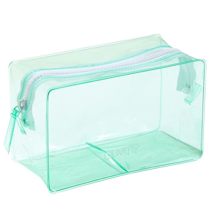 Color: Blue/Teal Travel Friendly Zip Closure Cruelty-Free Approx. Interior Size 7 1/6" X 3 7/16" X 4 7/16" No Trades Free Gift W/Purchase Same-Day Shipping Eyeit-Buyit Green Rectangular Cosmetic Bag For On-the-go, Green Rectangular Cosmetic Bag For Travel, Green Zipper Pouch Cosmetic Bag For On-the-go, Green Zipper Cosmetic Bag For On-the-go, Trendy Green Bag For Personal Use, Trendy Green Cosmetic Bag With Removable Pouch, Teal Makeup, Makeup Brush Roll, Metallic Makeup