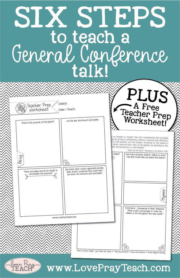 six steps to teach a general conference talk with the text, plus free printable worksheet