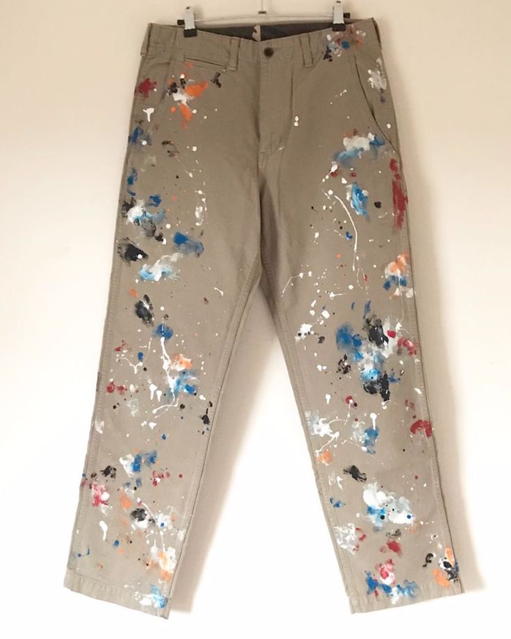 AW11 Paint Splatter Work Pants Painter Pants, Paint Splatter Jeans, Jeans Outfit Men, Painters Pants, Denim Inspiration, Men's Bottoms, Beige Pants, Painted Jeans, Painted Clothes