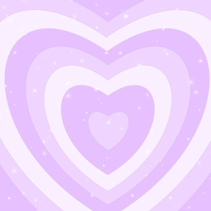 two hearts in the middle of pink and white swirls with stars around them on a light purple background