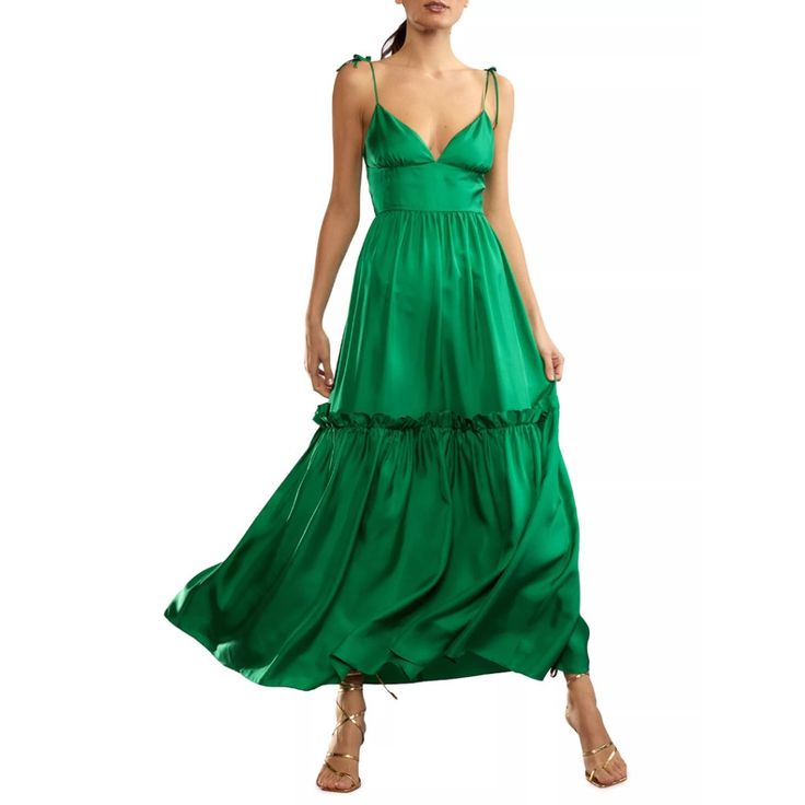 Nwt! Cynthia Rowley's Maxi Dress Is Crafted Of Luxurious Silk Twill And Features A Ruffled Single-Tiered Skirt. Self-Tie Spaghetti Straps Complete This Breezy Style. V-Neck Sleeveless Self-Tie Straps Back-Zip Closure 100% Silk Dry Clean Imported ***Please Note: This Item Runs Small*** Questions? Leave A Comment Below! Green Silk Cocktail Maxi Dress, Green Silk Maxi Dress For Cocktail, Satin Maxi Dress For Garden Party, Satin A-line Dress For Brunch, Chic Silk Maxi Dress For Garden Party, Chic Satin Maxi Dress For Garden Party, Summer Satin Maxi Dress For Cocktail, Green Satin Dress For Garden Party, Silk Ruffle Maxi Dress For Brunch