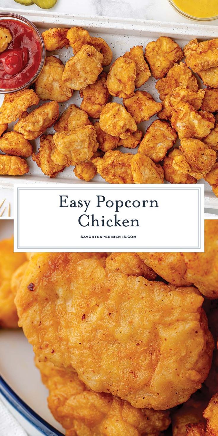 the easy popcorn chicken recipe is ready to be eaten