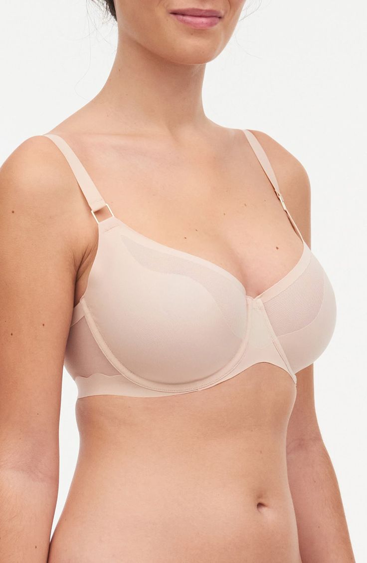 Rippling waves trace this chic, French-designed bra that offers firm support, a seamless finish and a light-as-air feel perfect for everyday wear. 70% nylon, 30% elastane Hand wash, dry flat Imported Elegant Full Coverage Nursing Bra With Light Support, Elegant Full Coverage Bra With Light Support, Elegant Supportive Full Coverage Nursing Bra, Elegant Full Coverage Micro-elastic Bra, Compressive Nylon Bra With Removable Pads, Beige Full Coverage Bra With Light Support, Seamless Underwire Nursing Bra In Nylon, Seamless Underwire Nylon Nursing Bra, Compressive Underwire Bra