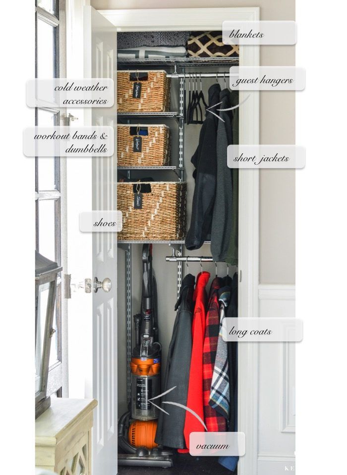 an organized closet with labeled labels on it