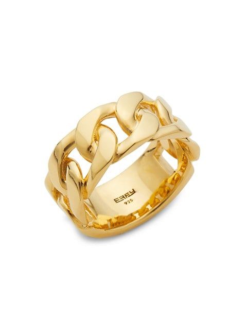 Goldplated Sterling Silver Ring Classic Gold-plated Chain Ring, Classic Gold Plated Chain Ring, Classic Gold Plated Yellow Gold Chain Ring, Classic Yellow Gold Chain Ring, Classic Yellow Gold Chain Ring For Anniversary, Classic Yellow Gold Chain Ring For Formal Events, Classic Yellow Gold Chain Ring For Formal Occasions, Classic Gold Chain Ring With Round Band, Luxury Gold Chain Ring For Formal Occasions