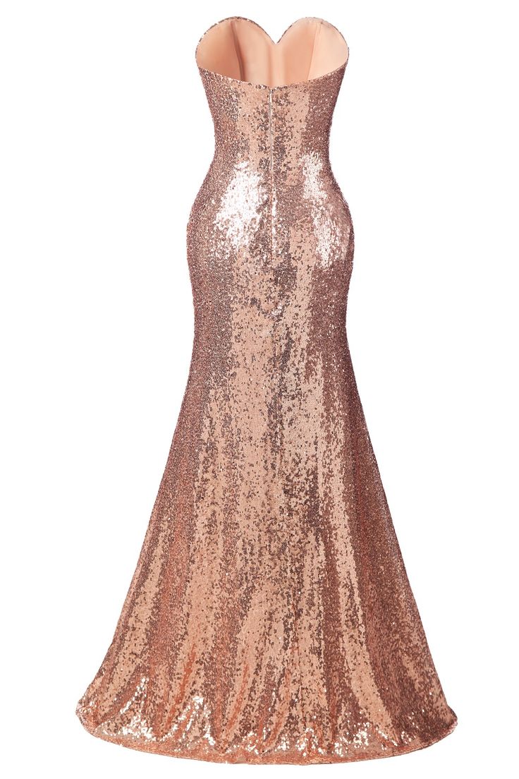 a gold sequin gown on a white background