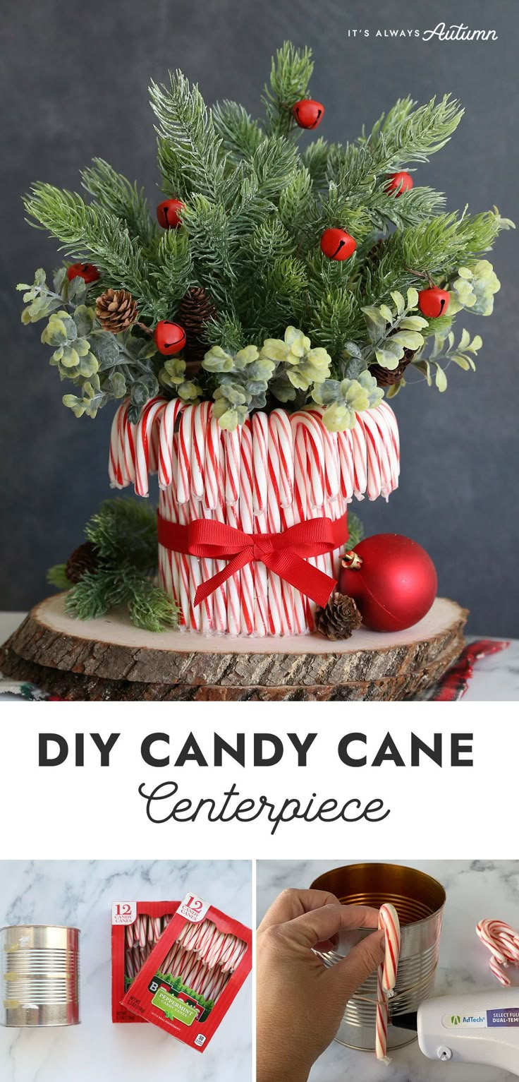 diy candy cane centerpiece for christmas