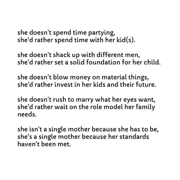 a poem written in black and white with the words she doesn't spend time partying, she'd rather spend time with her kids