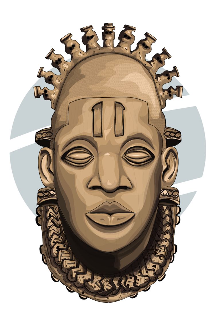 the head of an african man with many heads on it