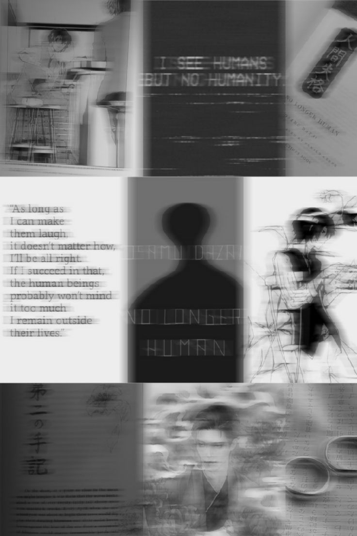 an abstract photo with multiple images and text in black and white, including the silhouette of a man's head