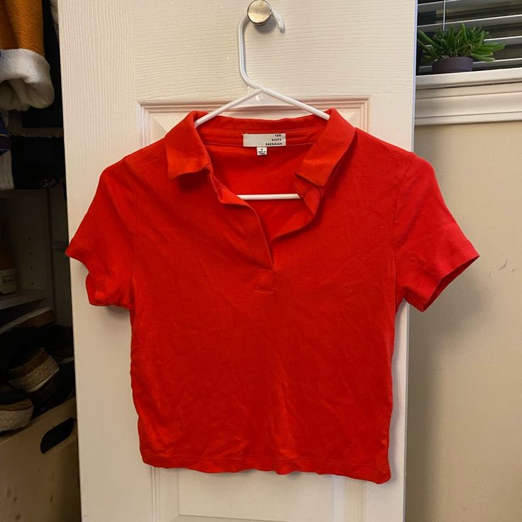 Cropped Look, Really Cute And Trendy. Never Worn, Just Wrinkled (No Flaws). Great High Quality Fabric Trendy Red Collared Top, Nordstrom Cotton Short Sleeve Tops, Nordstrom Short Sleeve Tops For Summer, Nordstrom Cotton Summer Tops, Red Tee, Quality Fabric, Nordstrom, Womens Tops, Crop Tops