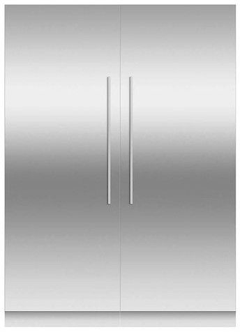 a stainless steel refrigerator freezer with two doors